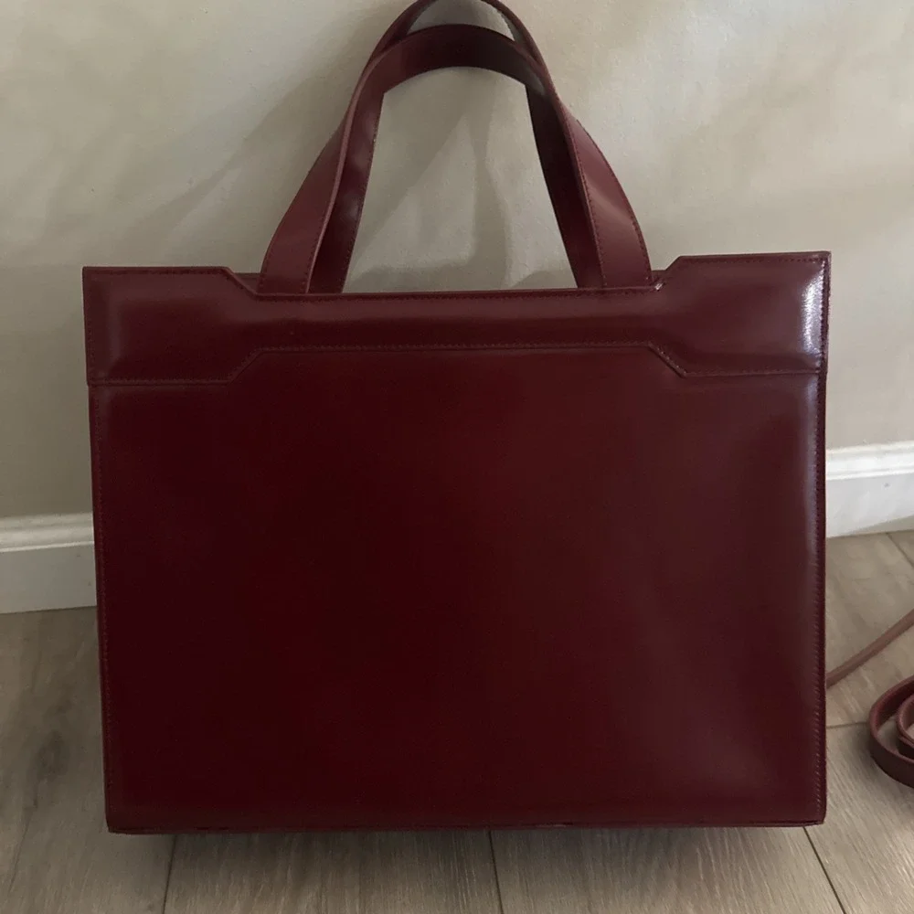NWOT Franklin Covey  Burgundy Leather Laptop Briefcase Tote Organizer Bag